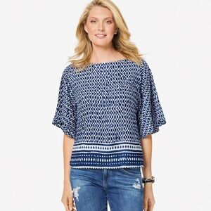 BLL NY new blouse in excellent like-new condition  short sleeve blue